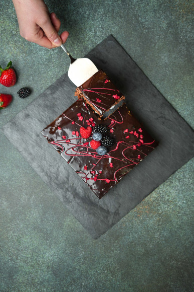 Entremet chocolat praliné et framboise