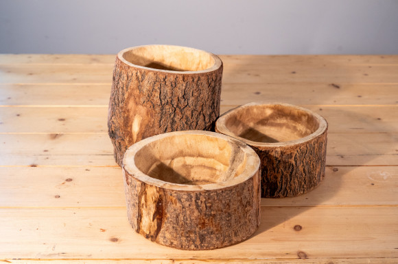 Location kit 3 réhausses bois écorce rond